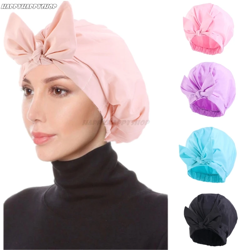 Однотонная женская шапка для душа в ванную комнату Эластичный Тюрбан с подолом