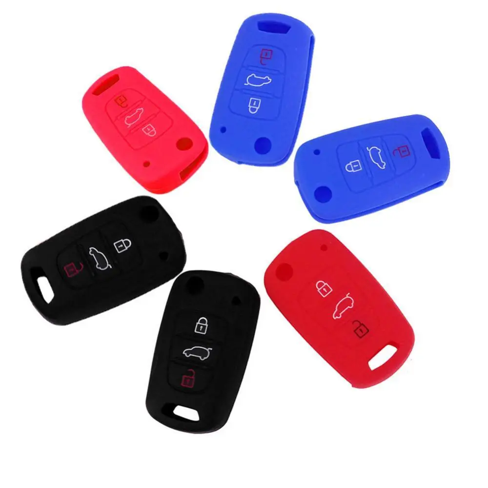

3 Buttons Silicone Key Cover Case for Hyundai Accent Elantra Sonata i20 i30 IX35 mercedes renault Key Case for Car