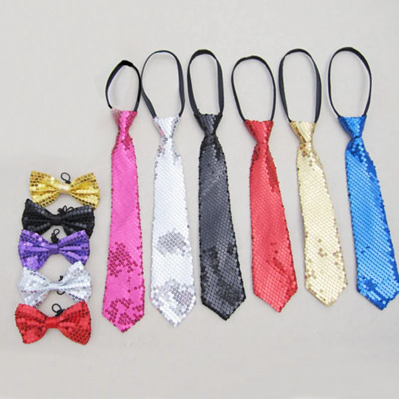 

Unisex Shinning Sequins Tie Mens Women Stage Performance Paillette Tie Fashion Easy Lazy Tie