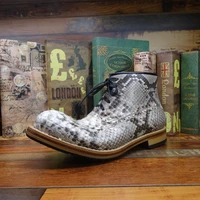 sipriks mens imported italian original python leather boots luxury goodyea welted oxfords boots genuine snakeskin ankle boots 45