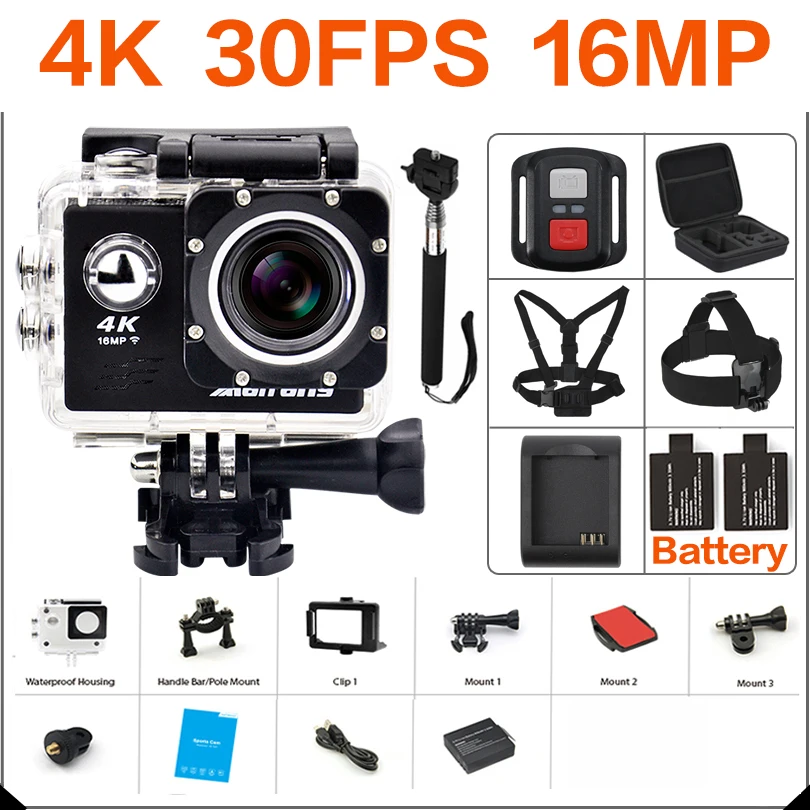 Экшн камера Ultra HD 4 K Wi Fi 16 МП 170 дюйма f60 1080P 60 кадров/с|Экшн-камеры| |