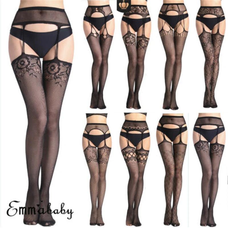 Ажурные Сексуальные Чулки с вырезами Черное женское сексуальное нижнее белье