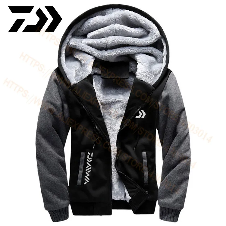 

2020 Daiwa Fishing Clothes Hoodies Outdoor Sweatshirt With Cap Loose Fleece Warm Jacket Men Fishing Clothing With Hood