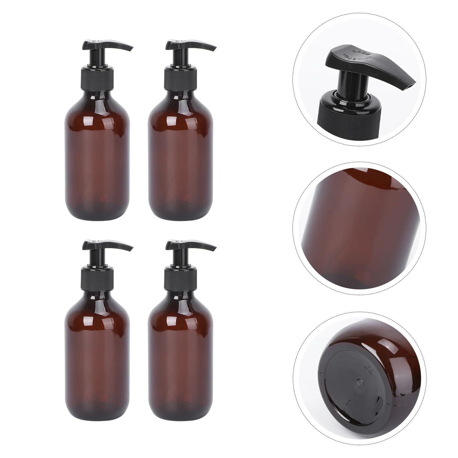 

4Pcs 300ml PE Emulsion Bottle Sanitizer Subpackaging Bottle Empty Refillable Bottle Brown