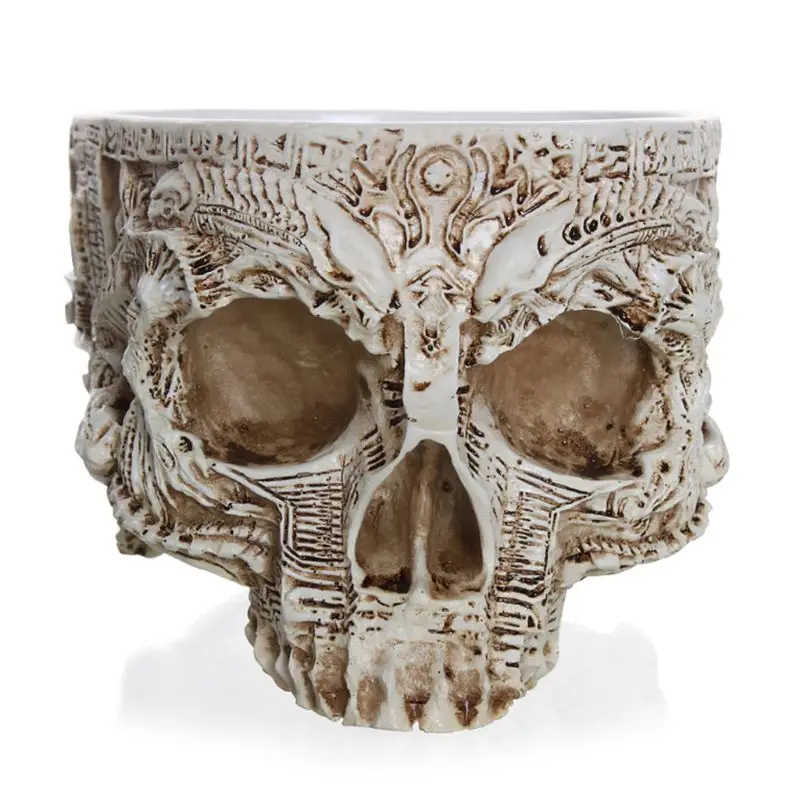Ручной резной цветочный горшок с черепом ваза суккулент для растений сад