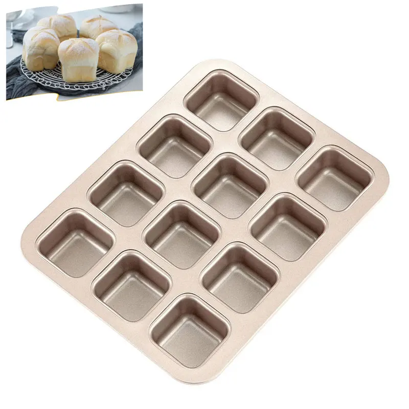 

Cake Pan Dividers Non Stick Square Muffin Brownie Carbon Steel 12 for Oven Baking
