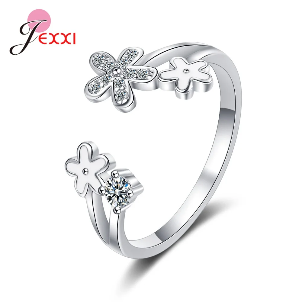 

Elegant Cute AAA Cubic Zircon Crystal Daisy Rings for Women Girl Fashion Small Drip Glaze Flower Open Ring Birthday Jewelry Gift