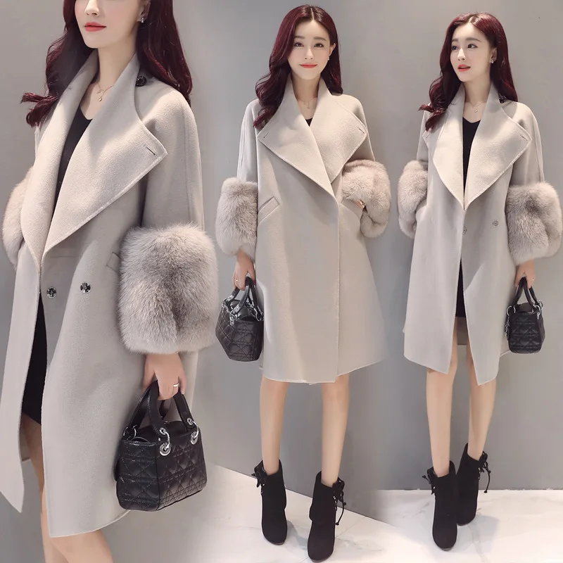 2019 Autumn And Winter New Style Woolen Coat Fashion Mid-length Slim Fit Slimming Loose Plus-size Korean-style | Женская одежда