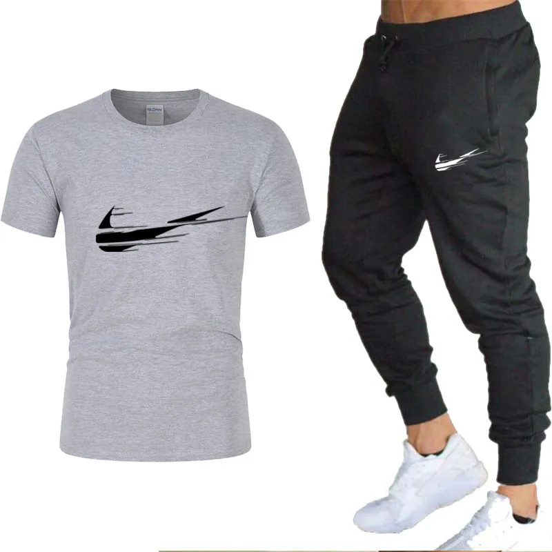 

2021 free shipping summer fashion casual brand men's sportswear set sportswear men's short-sleeved T-shirt two piece set