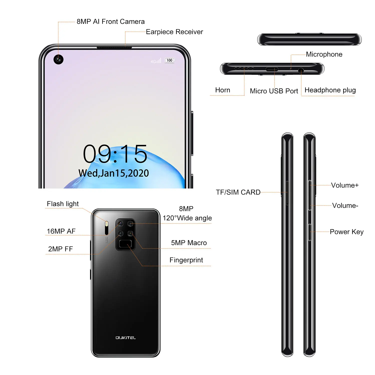 OUKITEL C18 Pro смартфон с 5 5-дюймовым дисплеем восьмиядерным процессором ОЗУ 4 Гб ПЗУ 64
