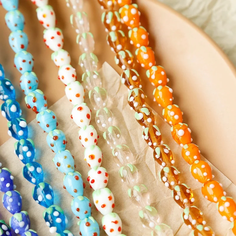 

ins Cute Handmade Glass Glass Strawberry Beads Czech Beads Loose Beads DIY Handmade Jewelry Accessories Earring Material