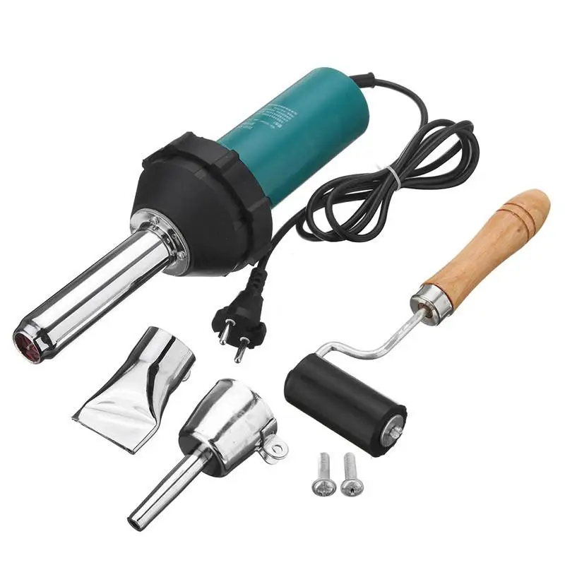 1080W 220V 50Hz Plastic Hot Air Welding Gun with Pencil Tip Nozzle & Flat Tip & Pressure Roller Heat Gun Kit for Welder Ma