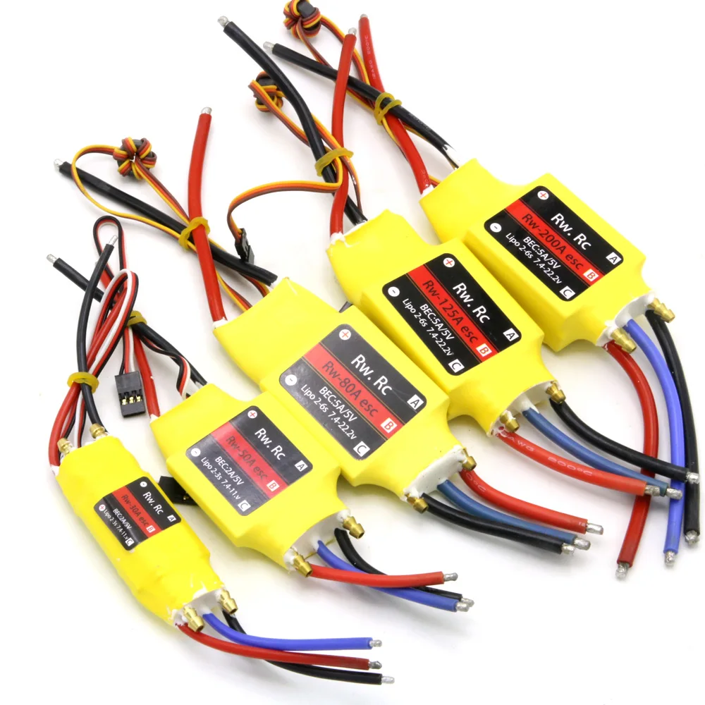 Электрический бесщеточный регулятор скорости Rw.Rc 2 7S 50A / 80A 100A 200A ESC 5V 3A 5A UBEC|Детали