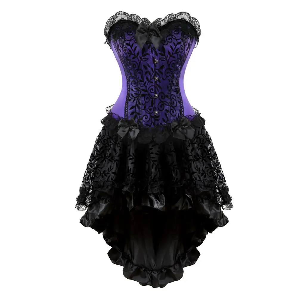 Корсет для женщин стимпанк Классический Corsetto Mujer кружевным верхним слоем