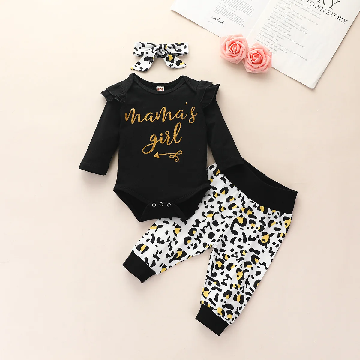 

Set Baby Girl Floral Print Letter Summer Baby Girl Clothes Newborn 3-Piece Clothing Heandwear Full Sleeve Pullover Cute New 2021