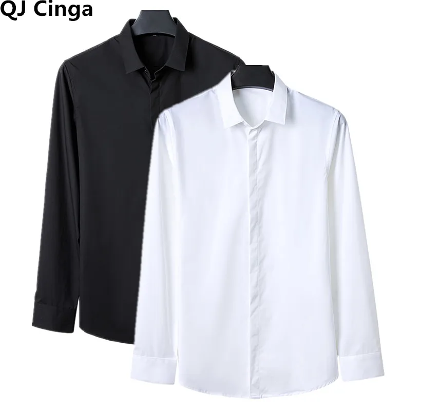 

Белый квадратный воротник пуговицы в один ряд пуховая рубашка с длинными рукавами для мужчин офисная Свадебная вечеринка для похудения Вер...