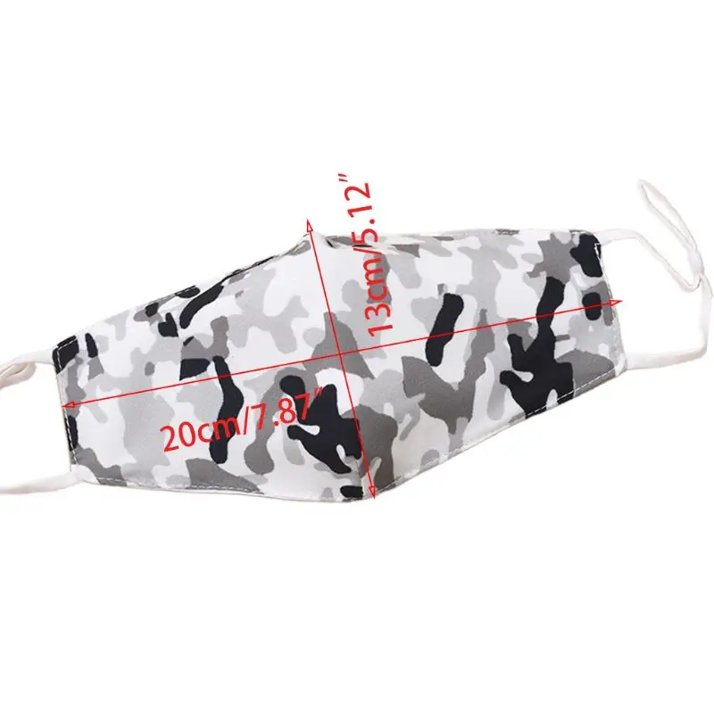 

Cycling Double Layer Cotton Mouth Mask Contrast Color Camouflage Print Dustproof Sunscreen Washable Adjustable Earloop