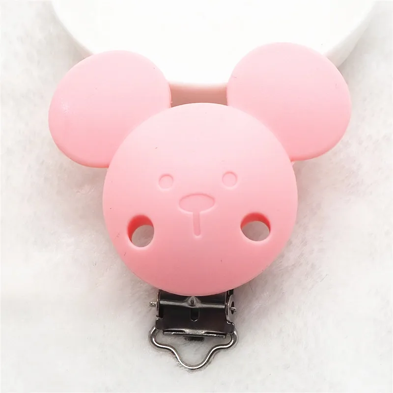 Candy Pink Chengkai 10 шт. силиконовые автомобильные клипсы DIY детская кошка мышь Соска с животным Прорезыватель зубов, пустышка для младенца ювелирные изделия игрушки аксессуары - Цвет: Candy Pink