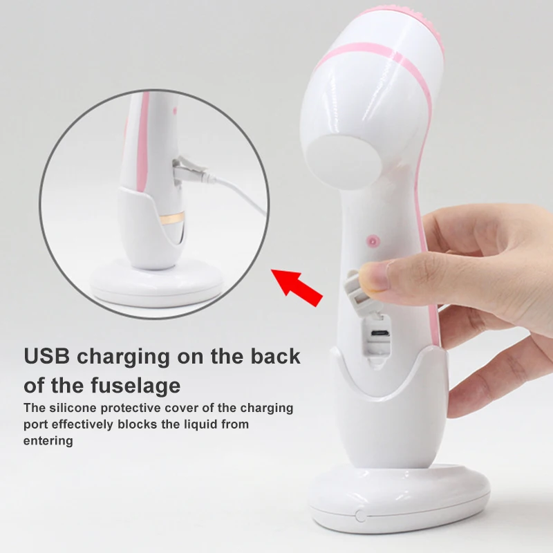 2 цвета щетка для очищения лица 3 головки вращающаяся спа система инструмент