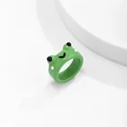 Кольцо дружеское женское, зеленое, в уличном стиле, с изображением животных, IKL3F, модные полимерные, кольца с лягушкой