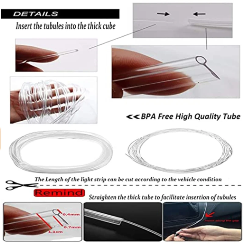 Универсальная Светодиодная лента 10 в 1 RGB с 8 м для украшения салона автомобиля