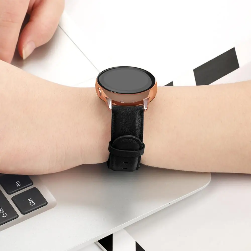 

Leather strap For Samsung Galaxy watch active 2 strap 44mm 40mm Gear S2 Huawei GT2 42mm 20mm watch strap bracelet watchband 20