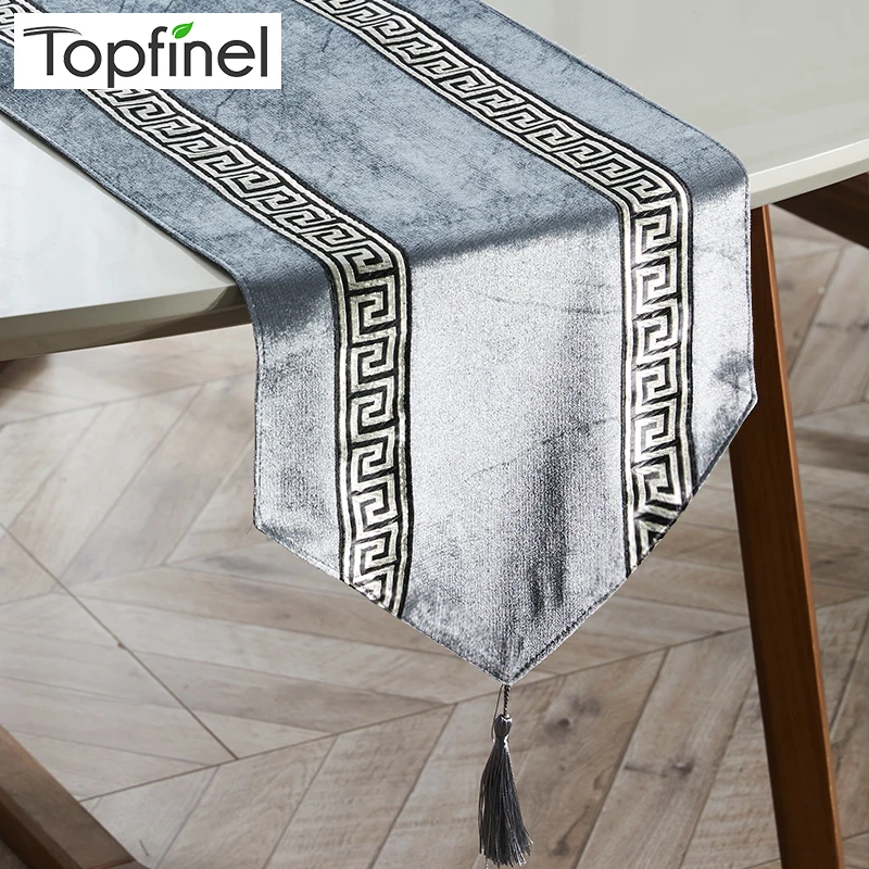 Topfinel дорожки для стола, Современная полоска, кровать, дорожка для свадьбы, Геометрическая Роскошная ткань с кисточками, украшение для столовой, вечерние, для дома