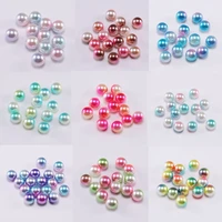3 12mm rainbow color round no hole bead abs imitation pearl spacer bead loose plastic acrylic beads for jewelry making wholesale