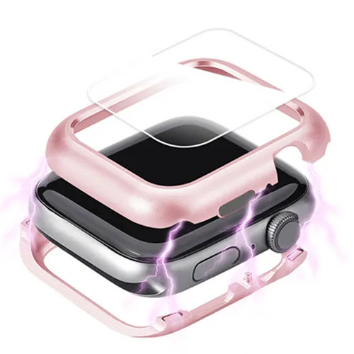 Магнитная Крышка для apple watch чехол apple watch 4 5 44 мм/40 мм iwatch band защита экрана защитное стекло - Цвет: pink