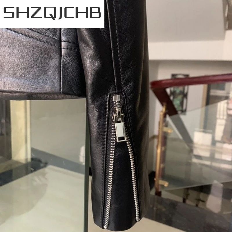 

JCHB 2021 Spring New Short Slim Fit Motorcycle Jacket Women 100% Sheepskin Real Leather Coats Ladies Genuine Leather Jackets Fe