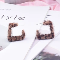 new leopard print plush c shaped earrings for women korean luxury girls fashion statement jewelry party gifts