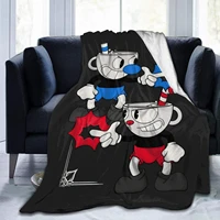 cuphead and mugman flannel blanket lightweight cozy bed blanket soft throw blanket fit couch sofa suitable for all season