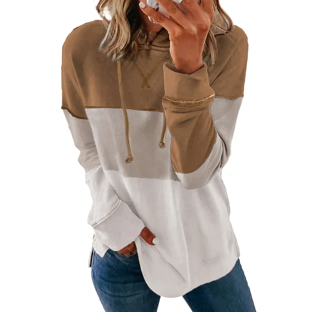

Autumn and winter new color matching leisure Pullover Hooded Sweater for women 2533338
