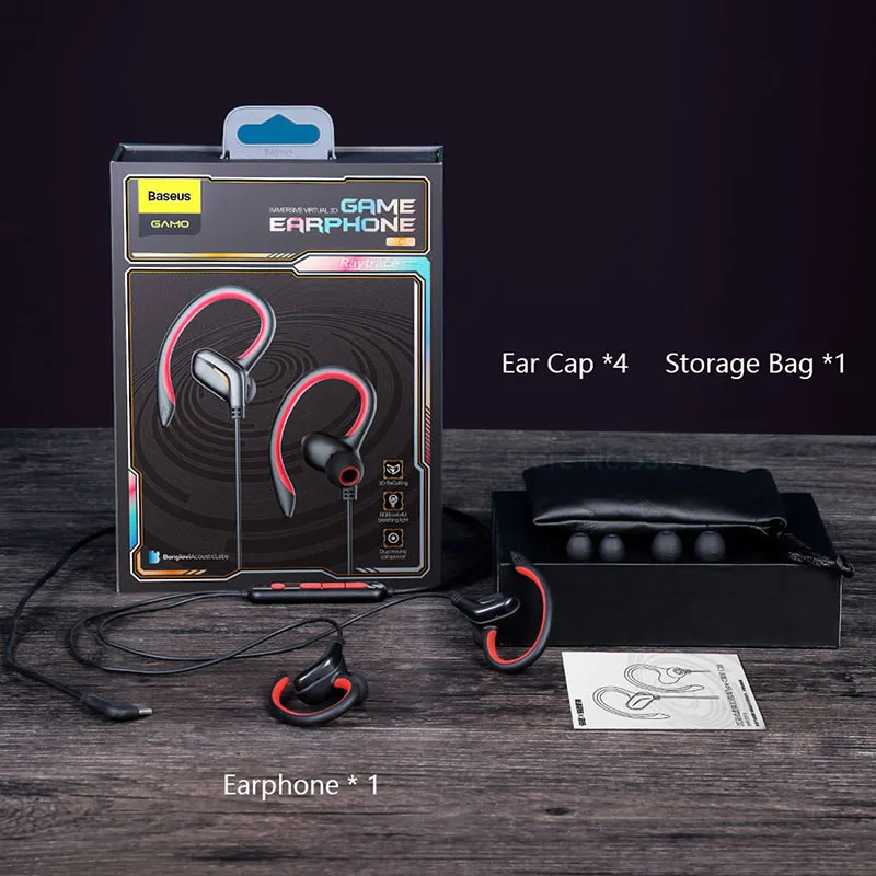 

Youpin 3D Games Headset Bass Stereo With RGB Color Light Ear Hook Sport Earphone With Microphone For Running Fitness Exercise