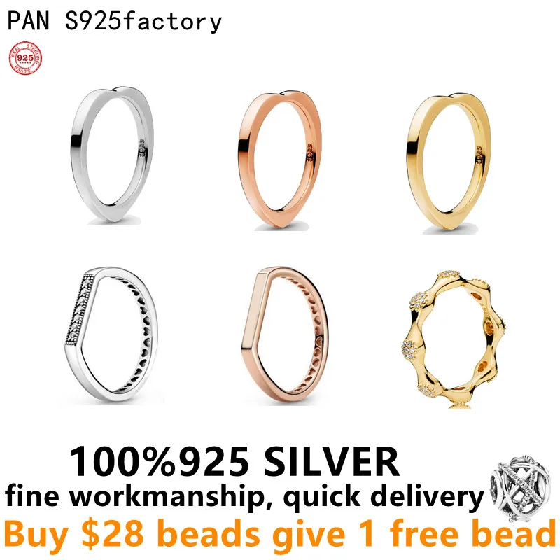 

Original free delivery Pandor 100% 925 Sterling Silver rose gold classic Sterling Silver love ring nvren birthday engagement