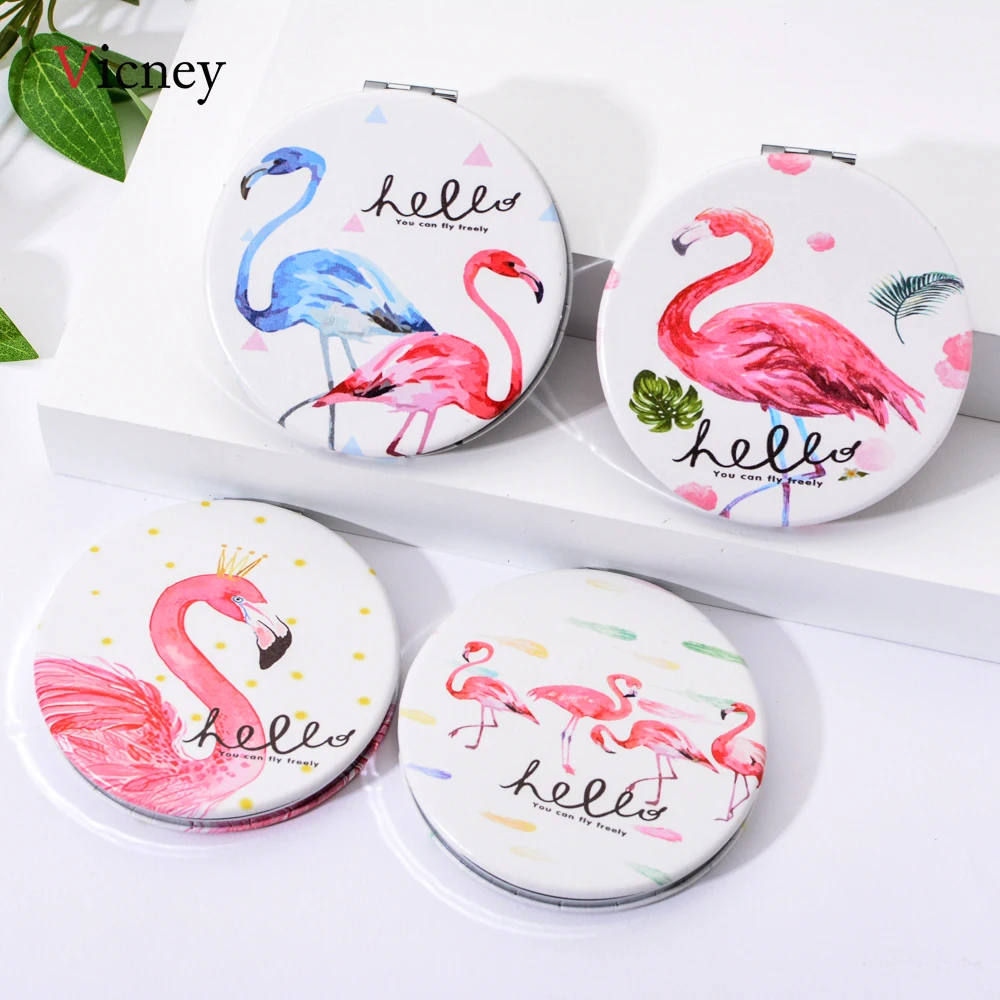 2020 Фламинго зеркала для макияжа женские Мини карманное косметическое зеркало