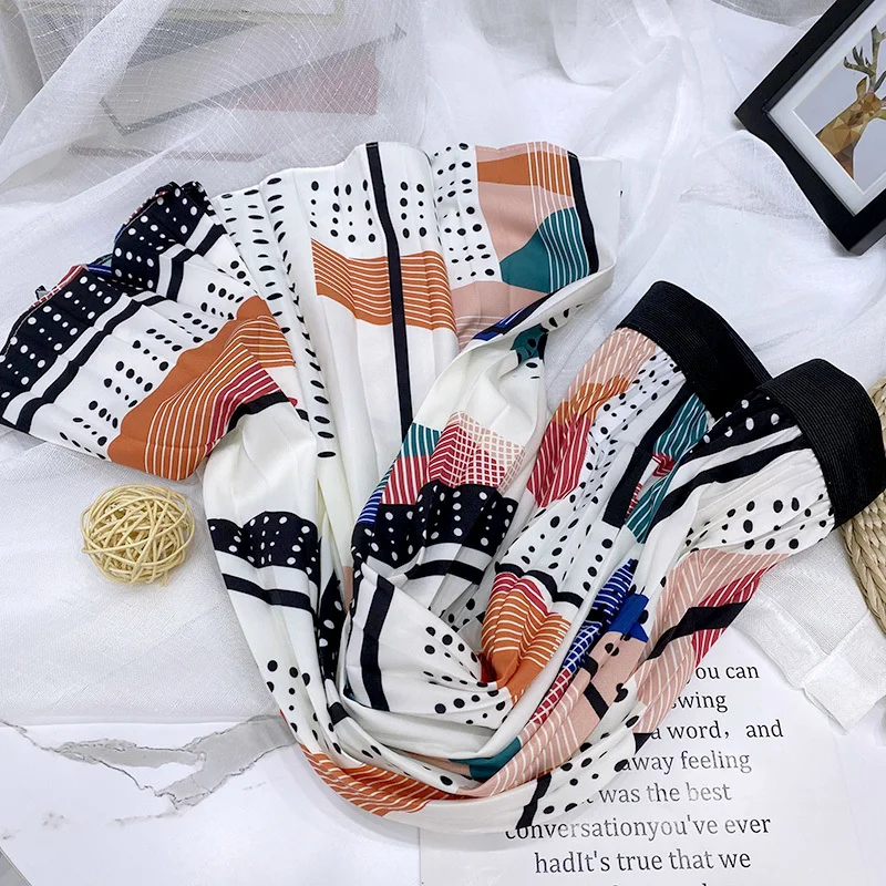 

Spring Summer Skirt New High Waist Slim Medium Length Pleated Contrast Geometric Print Swing A-line Skirt Women's Skirt