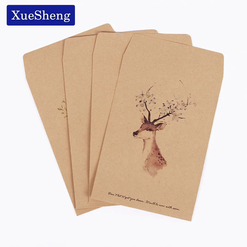 

10 PCS Deer Paper Envelope 4 Designs Cute Mini Envelopes Vintage European Style for Card Scrapbooking Gift