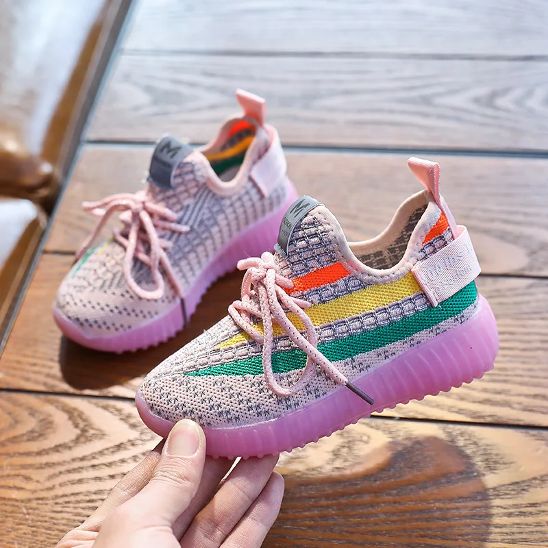 

Spring Autumn BOY'S Knitted Shoes Girls Big Boy Online Celebrity Breathable Casual Shoes Children Sports Shoes Toddler Sneakers