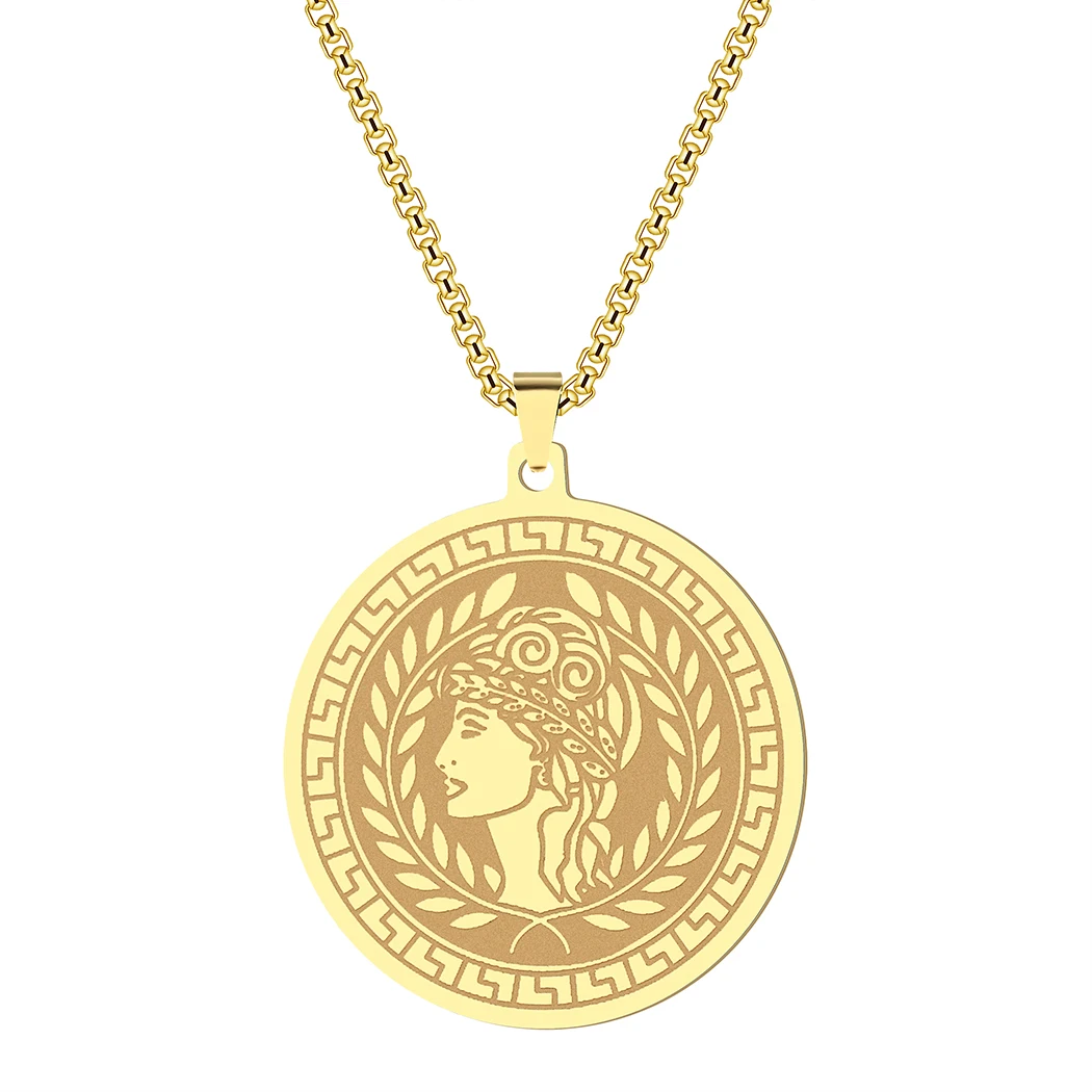 Kinitial кулон из нержавеющей стали греческой богини мифологические ожерелья для