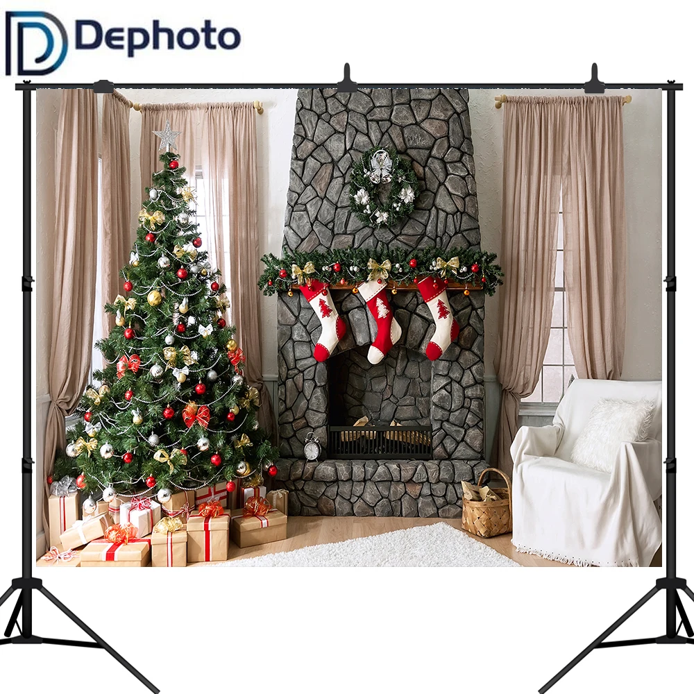 Dephoto рождественские фотографии фоны для гостиной Рождественская елка каминный
