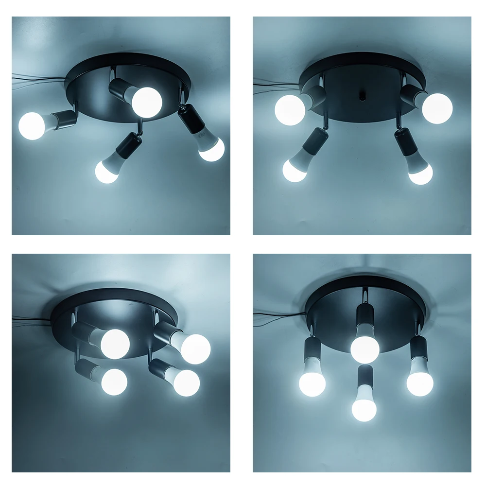 Comfortable Indoor Led Ceiling Light with E27 12W bulb AC85-265V Modern Lamp Black Silver Fixture housing Chandelier | Освещение