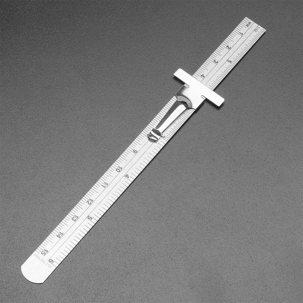 

6 Inch Accurate Length Ruler Height With Detachable Clip Stainless Steel Marking Hole Pocket Depth Gauge Portable Measuring Tool