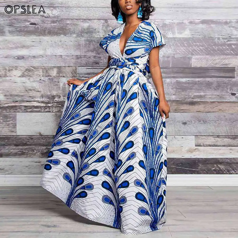 Opslea/африканские платья для женщин, Bazin Riche Vestidos, традиционное платье макси с принтом, Дашики, африканские платья для женщин