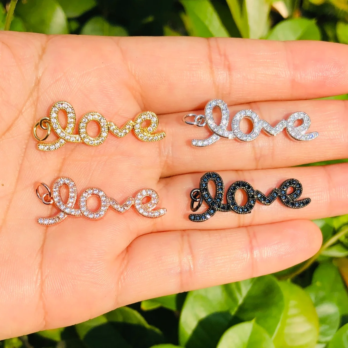 

5pcs LOVE Words Charm for Women Bracelet Making Necklace Pendant Bling Crystal Stone Pave Accessory Jewelry Handcraft Supply DIY