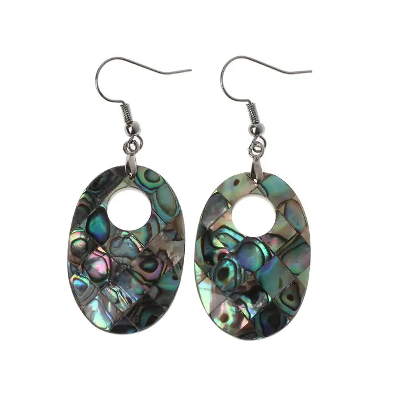 

Natural Paua Abalone Shell Dangle Hook Earrings Women Fashion Jewelry T84B