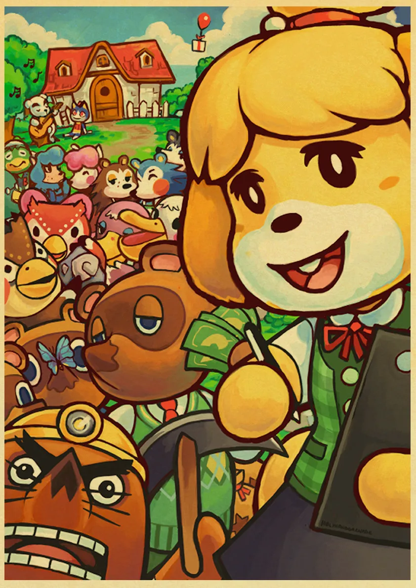 Горячая игра животное пересечение постер Ретро украшение стены живопись для