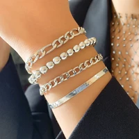 multiple pcs metal beads statement punk curb cuban chain bracelets set thick gold charm bracelets bangles for women jewelry