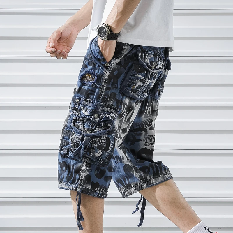 

2021 New Cargo Short Summer Camouflage Jeans Shorts Men Military Fashion Casual Work Denim Mens Running Sports Clothing Shorts