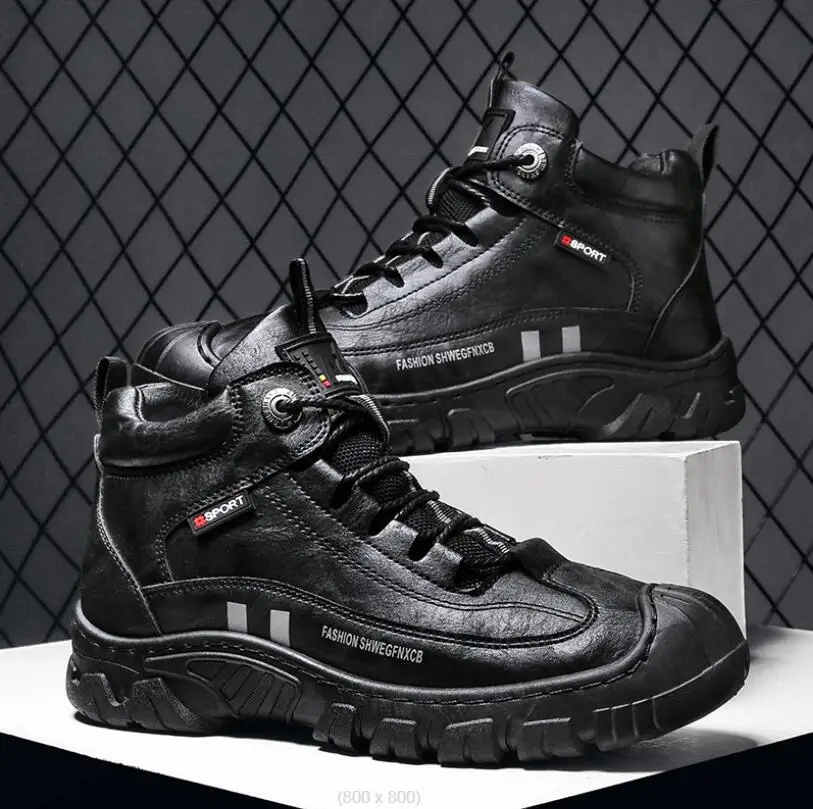 

New Designers Cow Split Warm Boots Men Fashion High Top Sneakers Male Winter Botas Hombre Boots Snow Shoes Comfortable